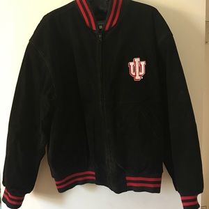 Men's Vintage IU University of Indiana Jacket Black Suede 2 Logos size M medium